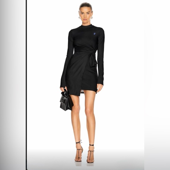 Off-White Dresses & Skirts - Off-White Mariacarla Wrap Dress Black Size 38 Knot Detail Mini Like New (US 4-6)